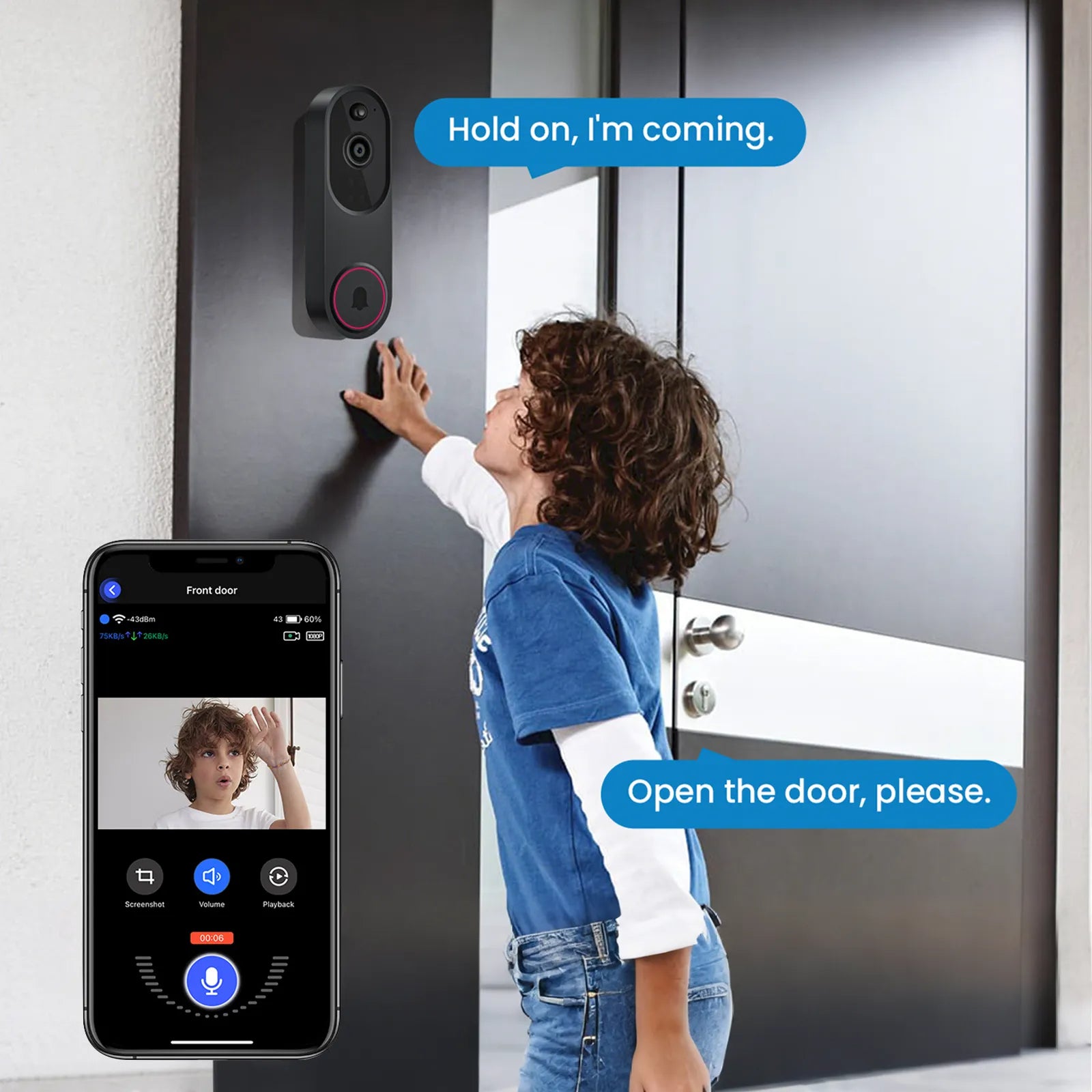 Ring smart doorbell app displaying motion detection alerts and real time video monitoring