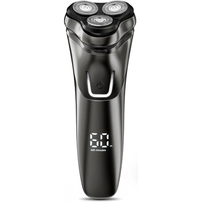 Black Puruxe Electric Shaver with digital display on a white background
