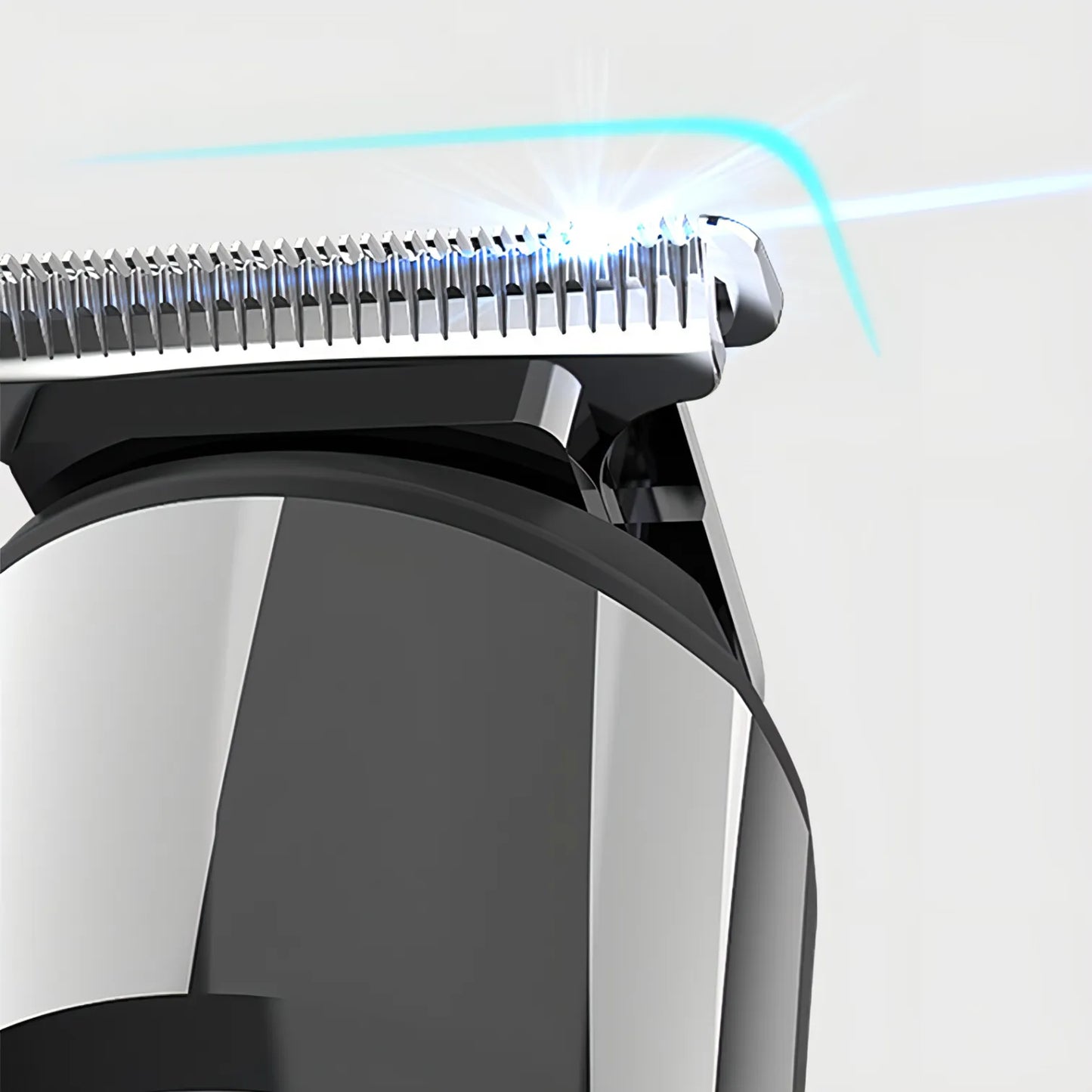 Close-up of a razor head with a blurred background