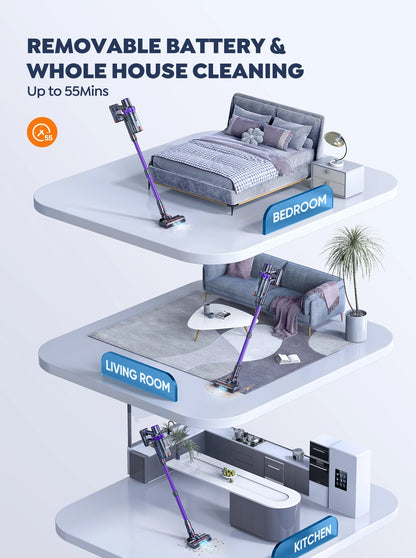 Sixpad Cordless Vacuum Cleaner with a removable battery and cleaning capabilities in different rooms of a house.