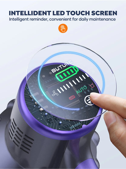 Digital device with an intelligent LED touch screen, featuring a hand interacting with it.