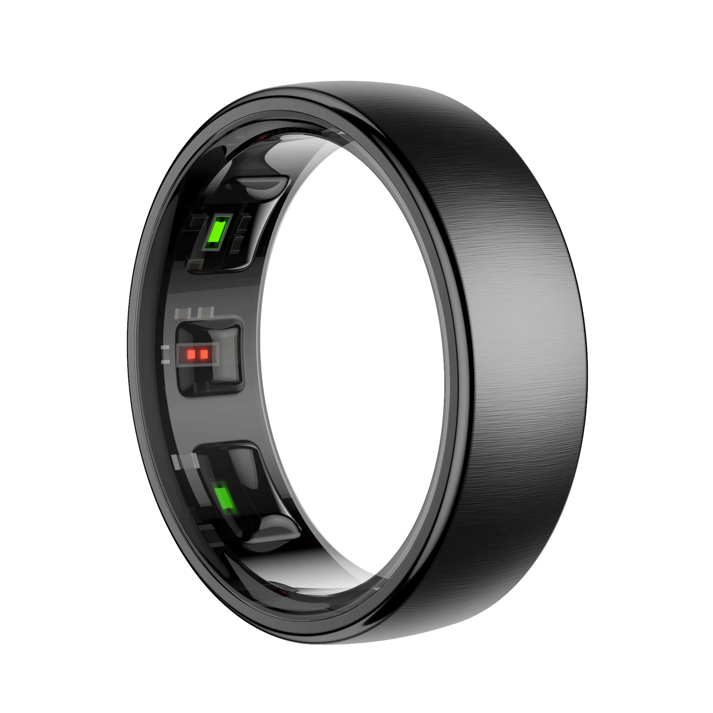 dark gray SofiRing S10 with electronic components on a white background