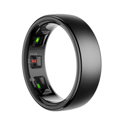 dark gray SofiRing S10 with electronic components on a white background