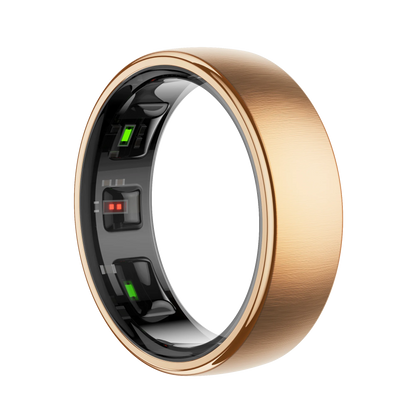 rose gold SofiRing S10 with electronic components on a white background