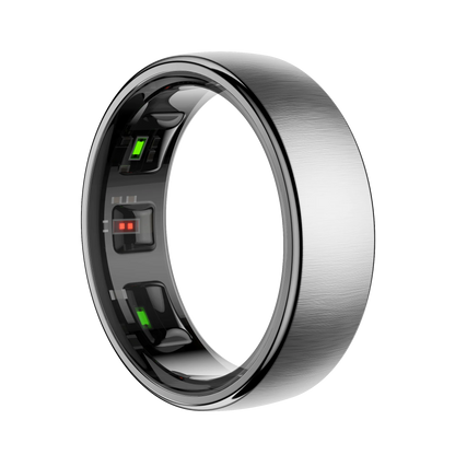 SofiRing S10 silver with electronic components on a white background