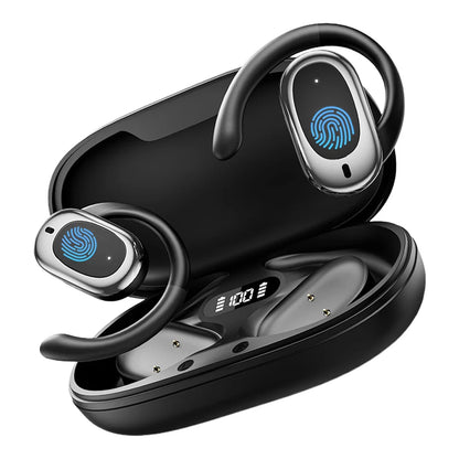 Wireless TakiBuds with charging case on a white background