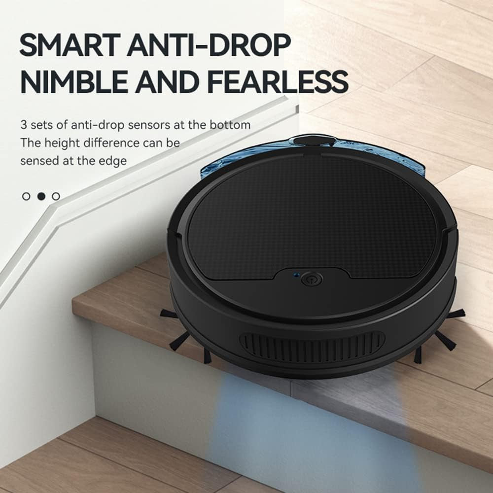 TidyRobo Robot Vacuum cleaner with anti-drop sensors on a wooden surface