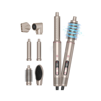Multifunctional Trovoro Hot Air Brush with interchangeable attachments on a white background