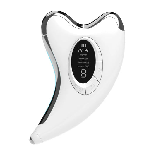 White electronic Trovoro Face Massager device with digital display on a white background