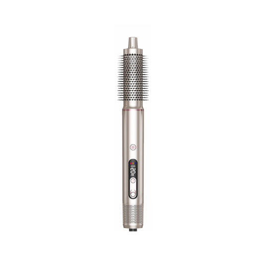 Silver Trovoro Hot Air Brush with bristle brush head on a white background