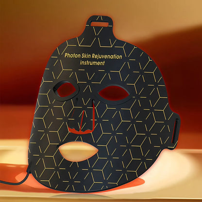 Trovoro LED Face Mask with geometric design on a warm background