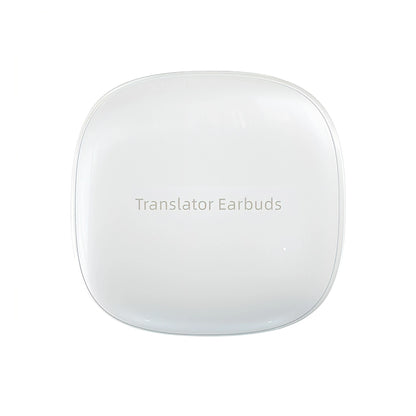 White square Trovoro Translator Earbuds with 'Translator Earbuds' text on a white background
