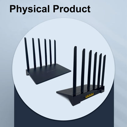 Two black electronic devices with multiple antennas on a gray background