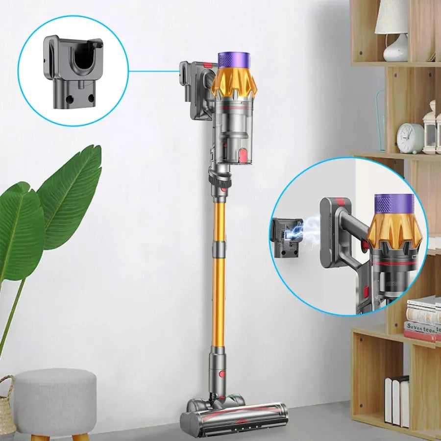 Stylish ValoClean Vacuum Cleaner with attachments on a white wall background