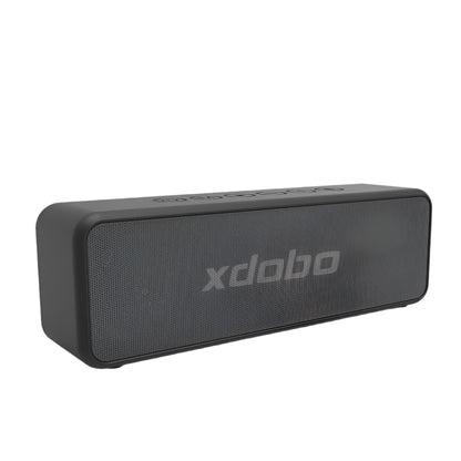 Black rectangular speaker with 'xdobo' branding on a white background