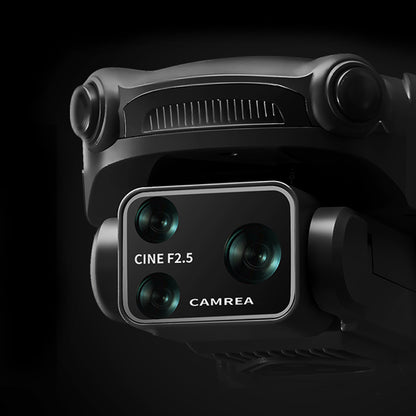 Camera with 'CINE F2.5' and 'CAMREA' branding on a black background