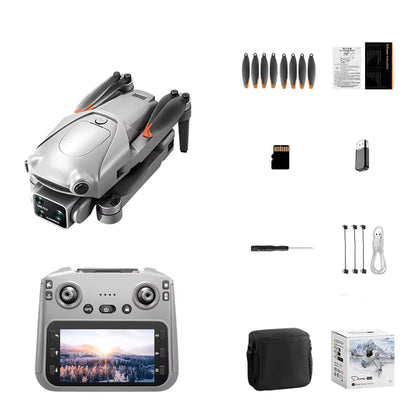 ZIMO Air S7 Drone kit with remote control, spare parts, and accessories on a white background