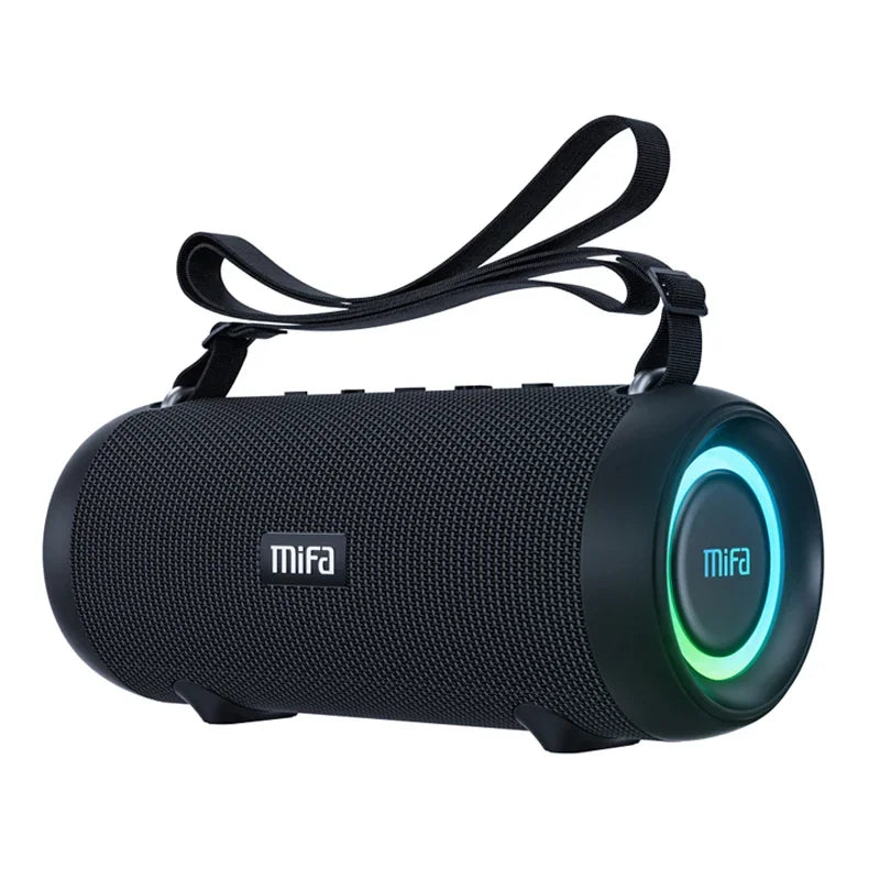 A90 Bluetooth speaker with 60W Class D amplifier and Hi-Fi stereo sound, front-facing design with durable exterior

