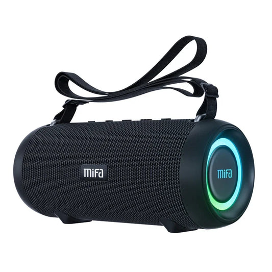 A90 Bluetooth speaker with 60W Class D amplifier and Hi-Fi stereo sound, front-facing design with durable exterior

