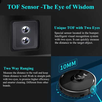 ABIR X8 robot vacuum with TOF sensor – advanced visual navigation system for precise obstacle detection

