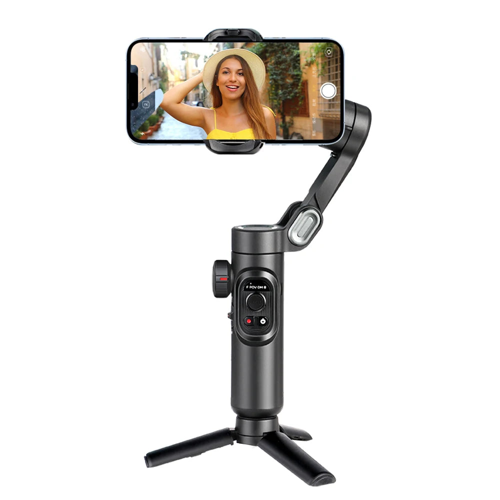 AOCHUAN Smart X Pro 3-Axis Gimbal with OLED Display, Wireless Charging, and Built-In Fill Light for Smartphone Videography

