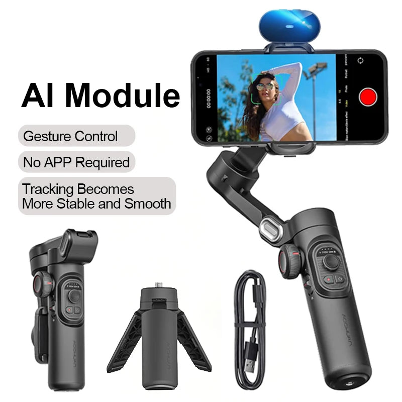 AOCHUAN Smart X Pro Gimbal with integrated AI tracking module for intelligent subject tracking

