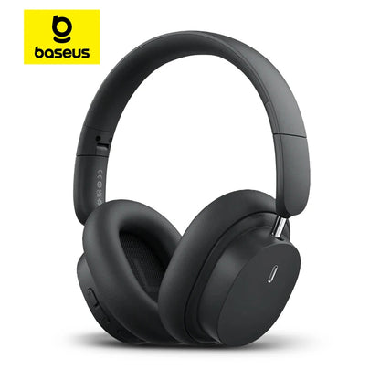Baseus Bowie D05 Wireless Headphones in Sleek Black – Over-Ear Bluetooth Headphones with 70H Playtime and Dual Device Connectivity

