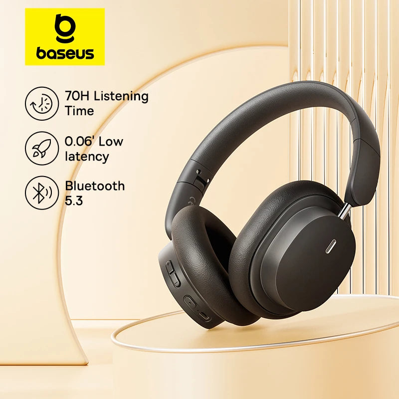 Baseus Bowie D05 Wireless Headphones – 70 Hours Playtime, Bluetooth 5.3, Ultra-Low 0.06s Latency for Gaming and Streaming

