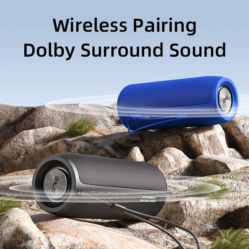Two Beatfy 360 speakers paired in stereo mode – immersive sound experience with wireless syncing