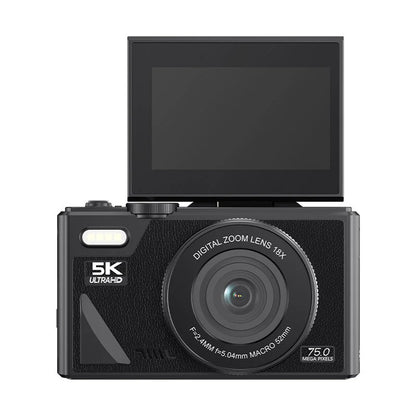 Black ClikTric Camera with a screen on top, featuring 5K Ultra HD and other specifications.