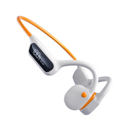 White Cranovib Bone Conduction Headphones with IPX8 waterproof rating and built-in 32GB storage for wireless and offline playback

