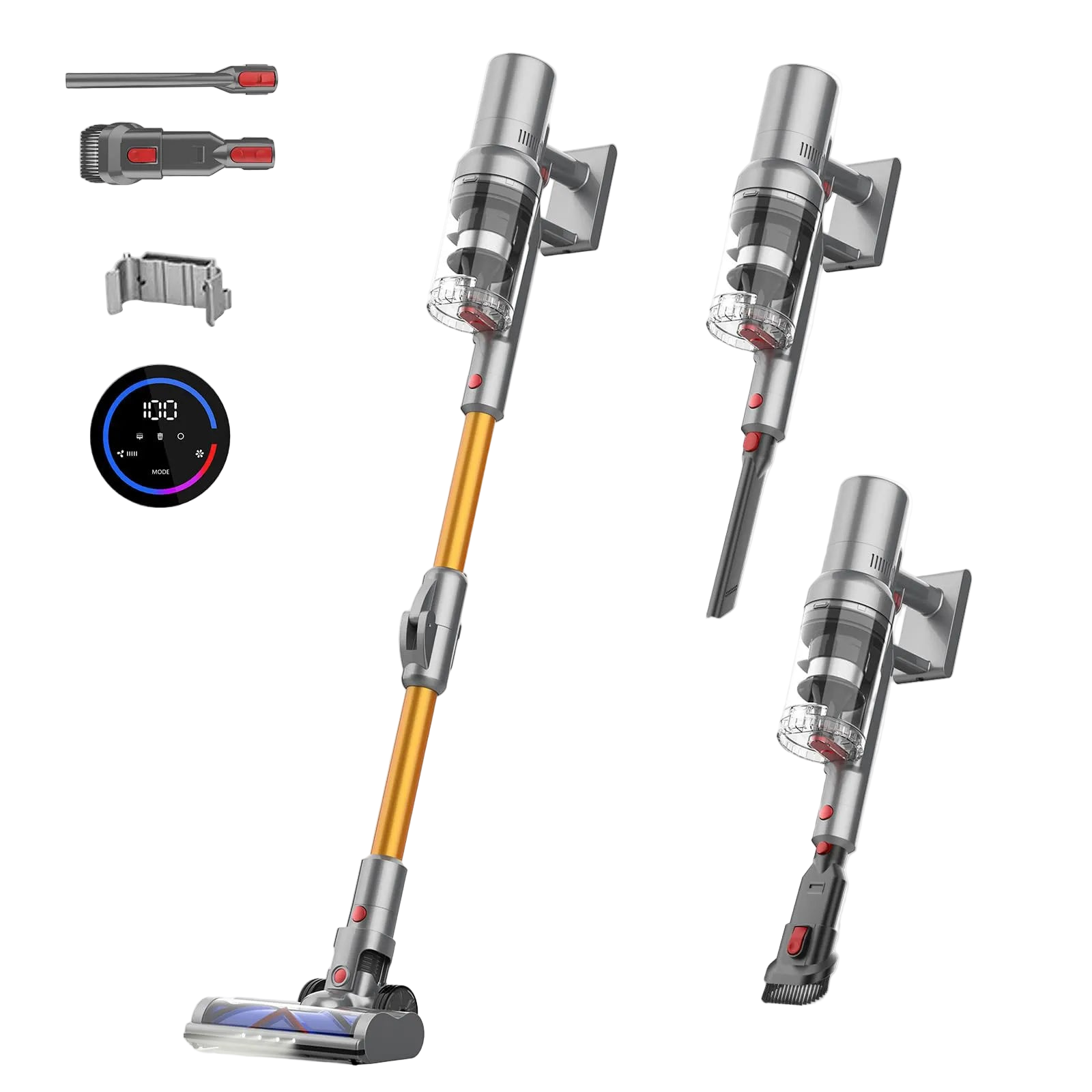 drexen vaccum cleaner with attachments on a white background
