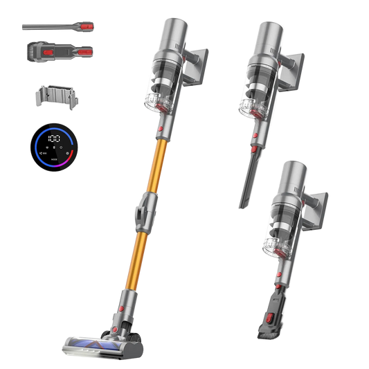 drexen vaccum cleaner with attachments on a white background