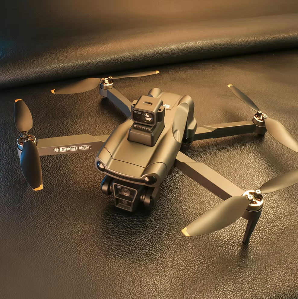 Eonvy Air+ Pro Max drone featuring foldable arms, dual cameras, and 360° obstacle avoidance sensors

