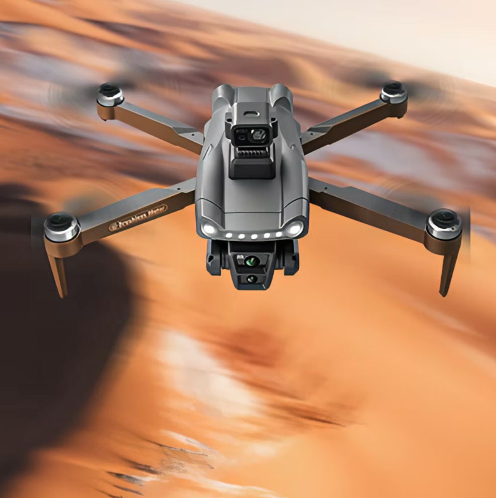 Eonvy AIR+ GPS Drone flying over a blurred landscape