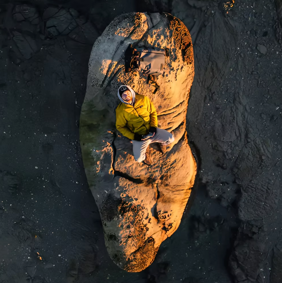 aerial photo of a person taken with Eonvy Air+ Pro Max drone using 8K camera and smart tracking

