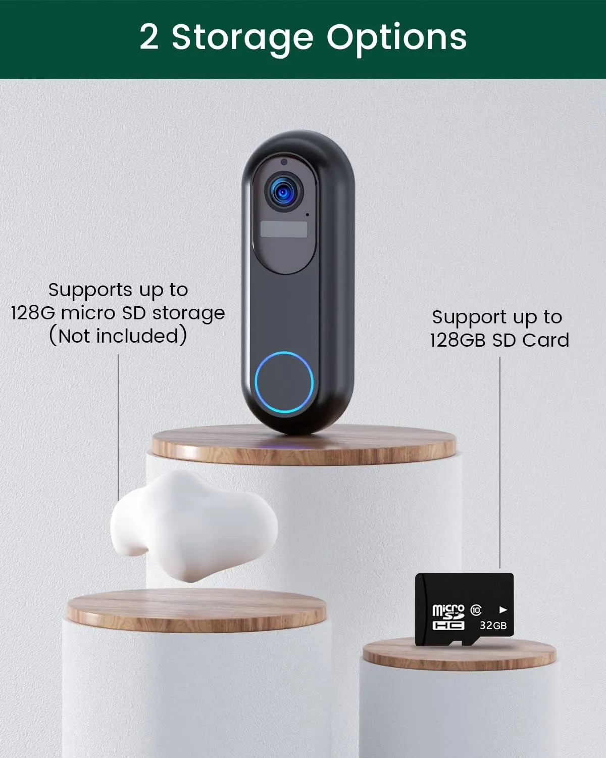 halovision doorbell camera with storage options on a white background