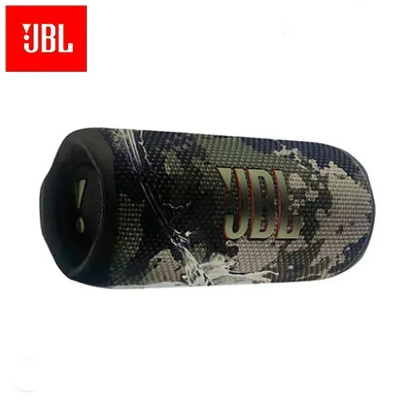 JBL Flip 6 portable Bluetooth speaker in camouflage color edition, combining rugged style with waterproof design and bold 4K sound for outdoor adventures
