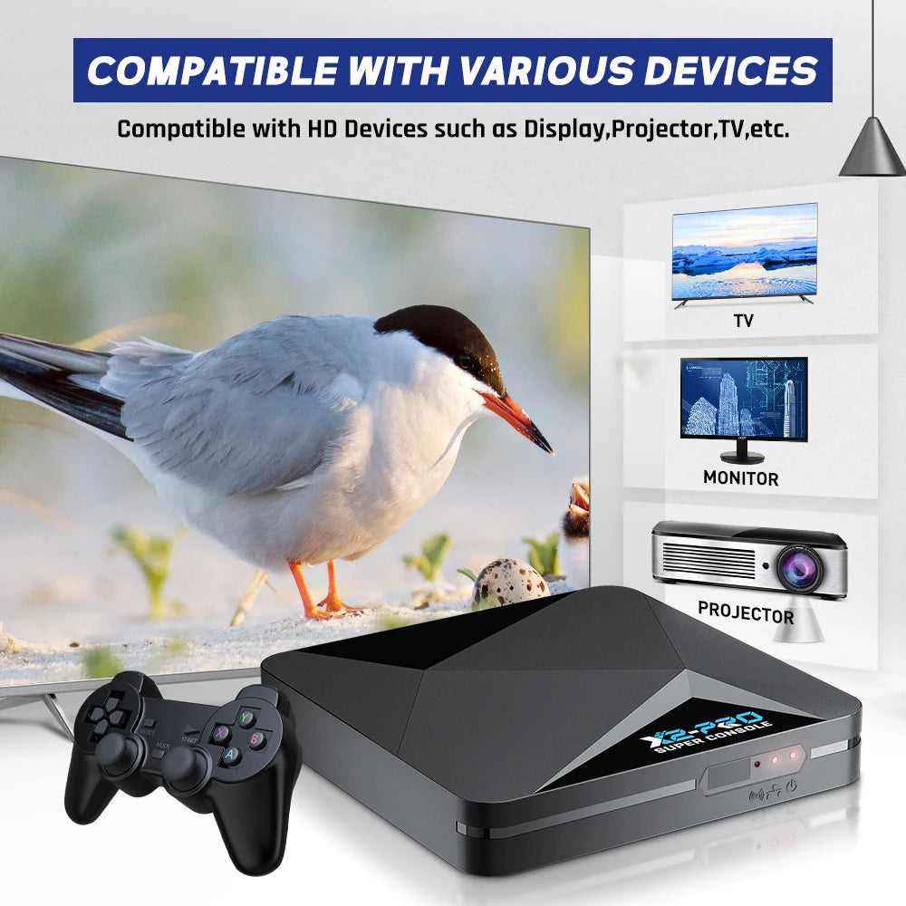 KINHANK X2 Pro Retro Gaming Console compatible with TVs, monitors, and projectors, supports 4K output and 90,000+ classic games
