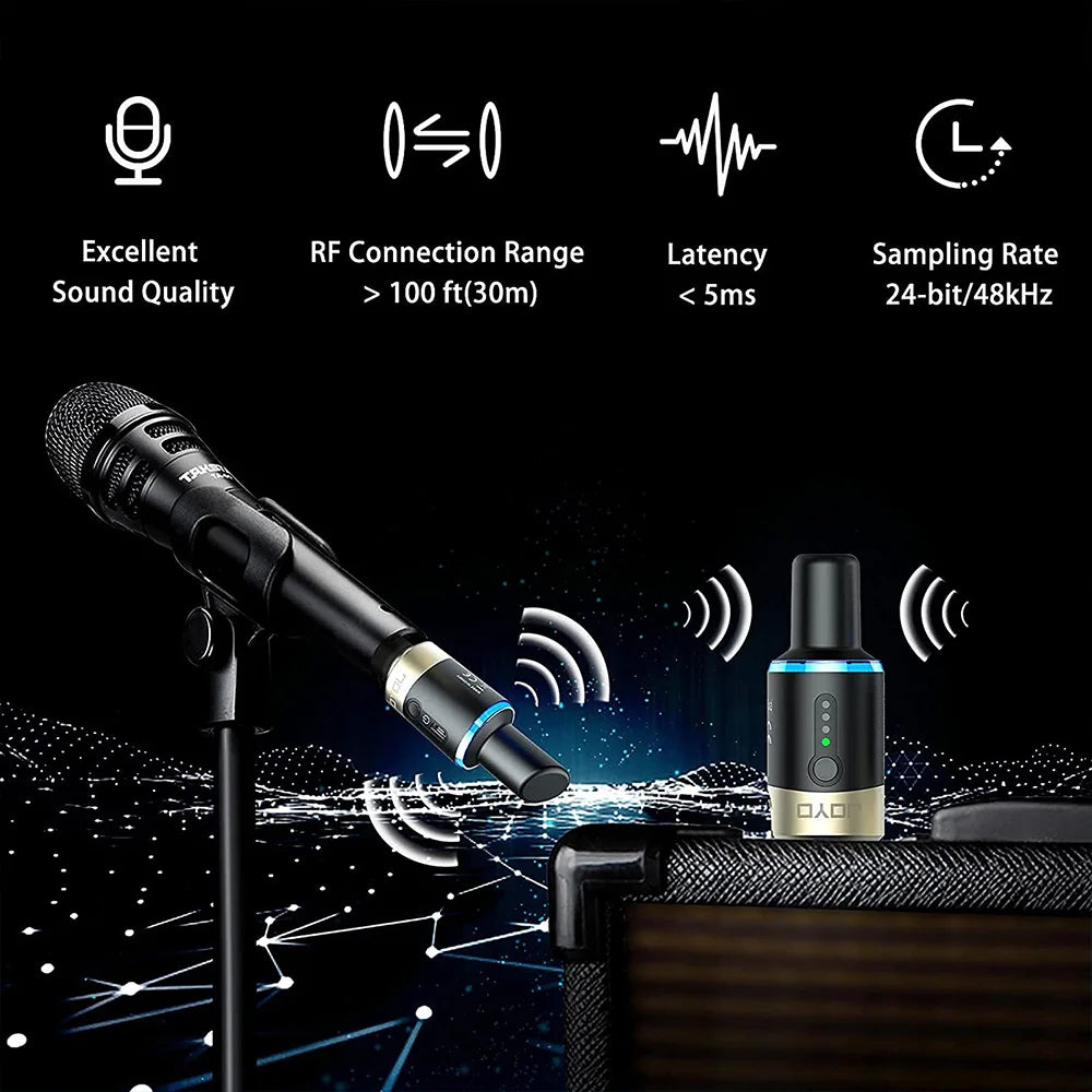 LEKATO MW-1 wireless microphone system delivering excellent 24-bit audio quality with crystal-clear sound and low noise for professional use
