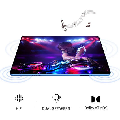 Music-themed mouse pad with DJ graphics and audio features on a white background