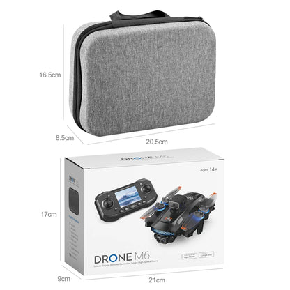 M6 drone packaging and storage box showing compact dimensions, protective design, and organized compartments for safe transport
