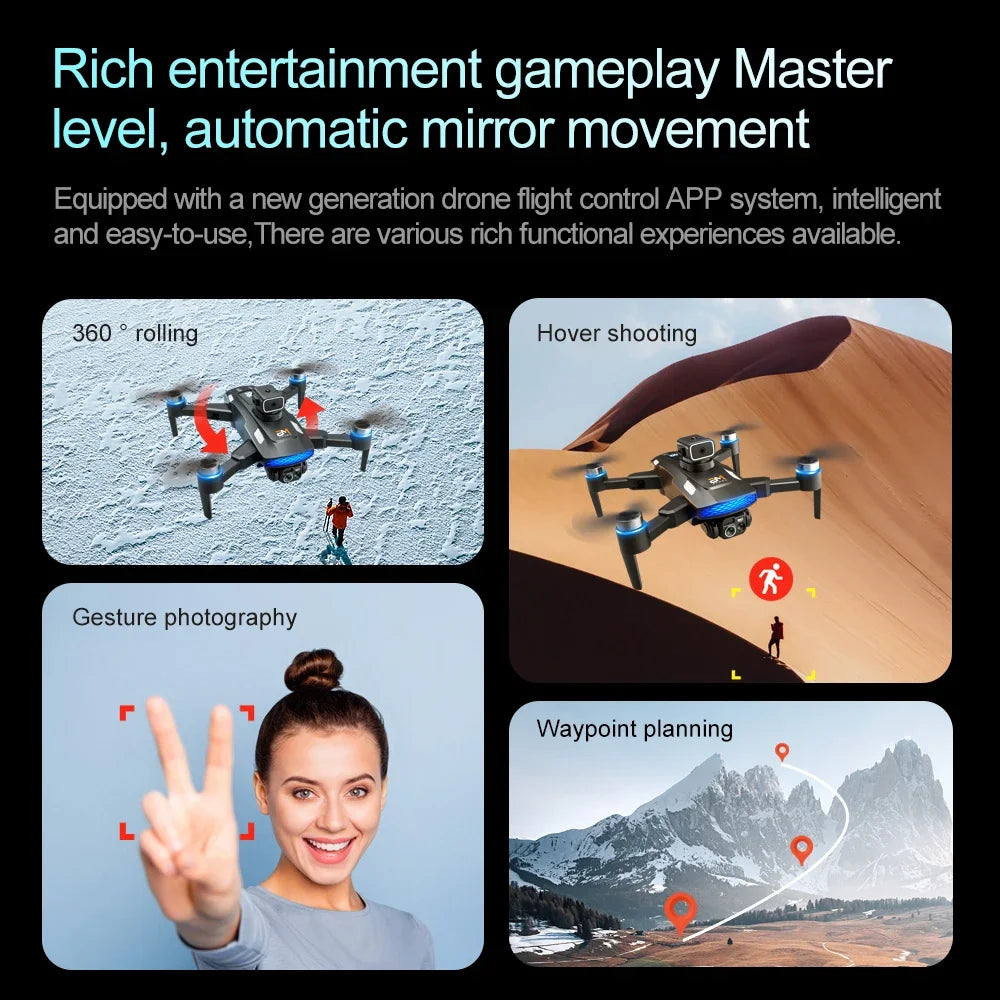 M6 drone offering rich entertainment features with master-level automatic mirror movement for dynamic aerial photography and gameplay-style control

