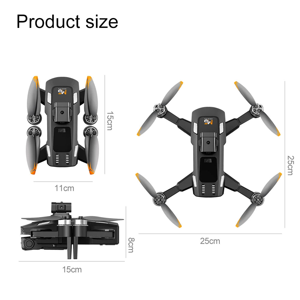 M6 drone showing full body dimensions and size measurements, ideal for portability and storage reference
