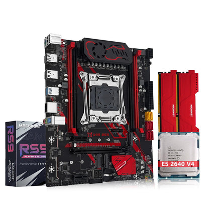 Motherboard with CPU and RAM packaging on a white background, featuring the MACHINIST brand.