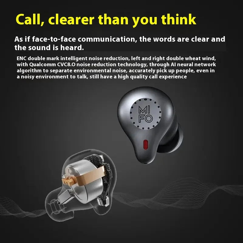 Mifo O5 Plus Gen 3 earbuds worn during workout – secure fit, sweatproof design, ideal for gym, running, and active lifestyle.