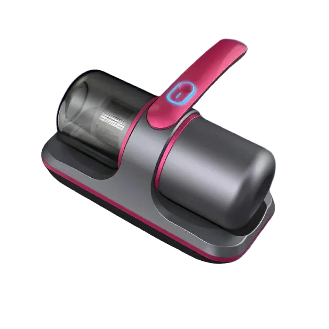 Gray and pink Mitelipik Vacuum Dust Bites device on a white background