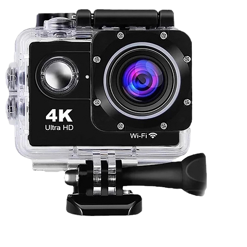 Qinux Pixgo 4K Action Camera in compact, rugged design for outdoor travel, sports, and underwater adventure


