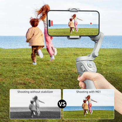 shooting video with M01 smartphone gimbal stabilizer for smooth and stable footage

