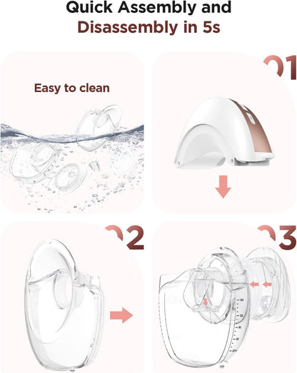 Step-by-step guide on quick assembly and disassembly of a device with water cleaning illustration.
